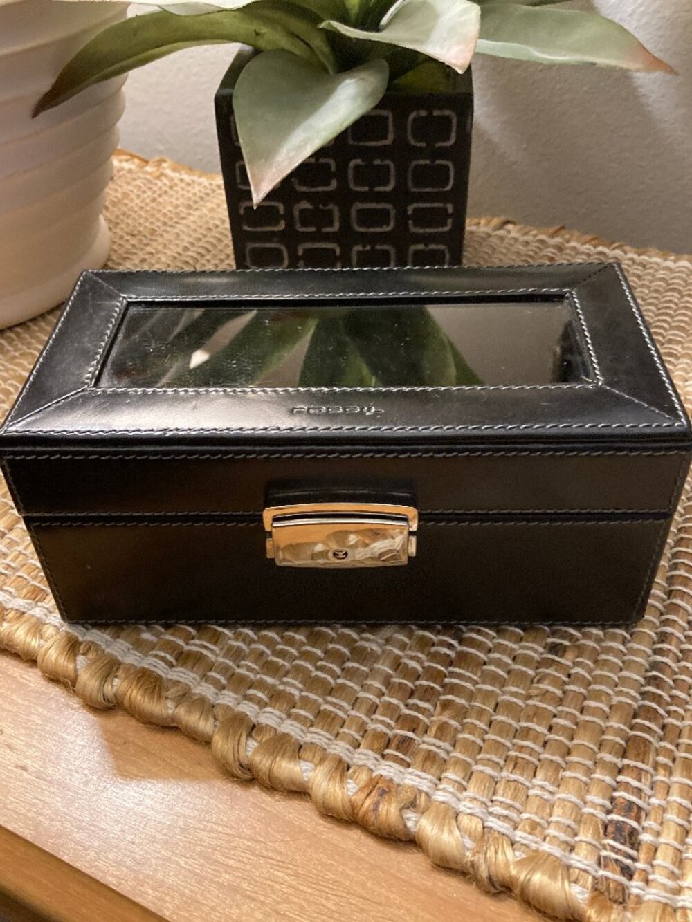 Fossil Black Leather Watch Case